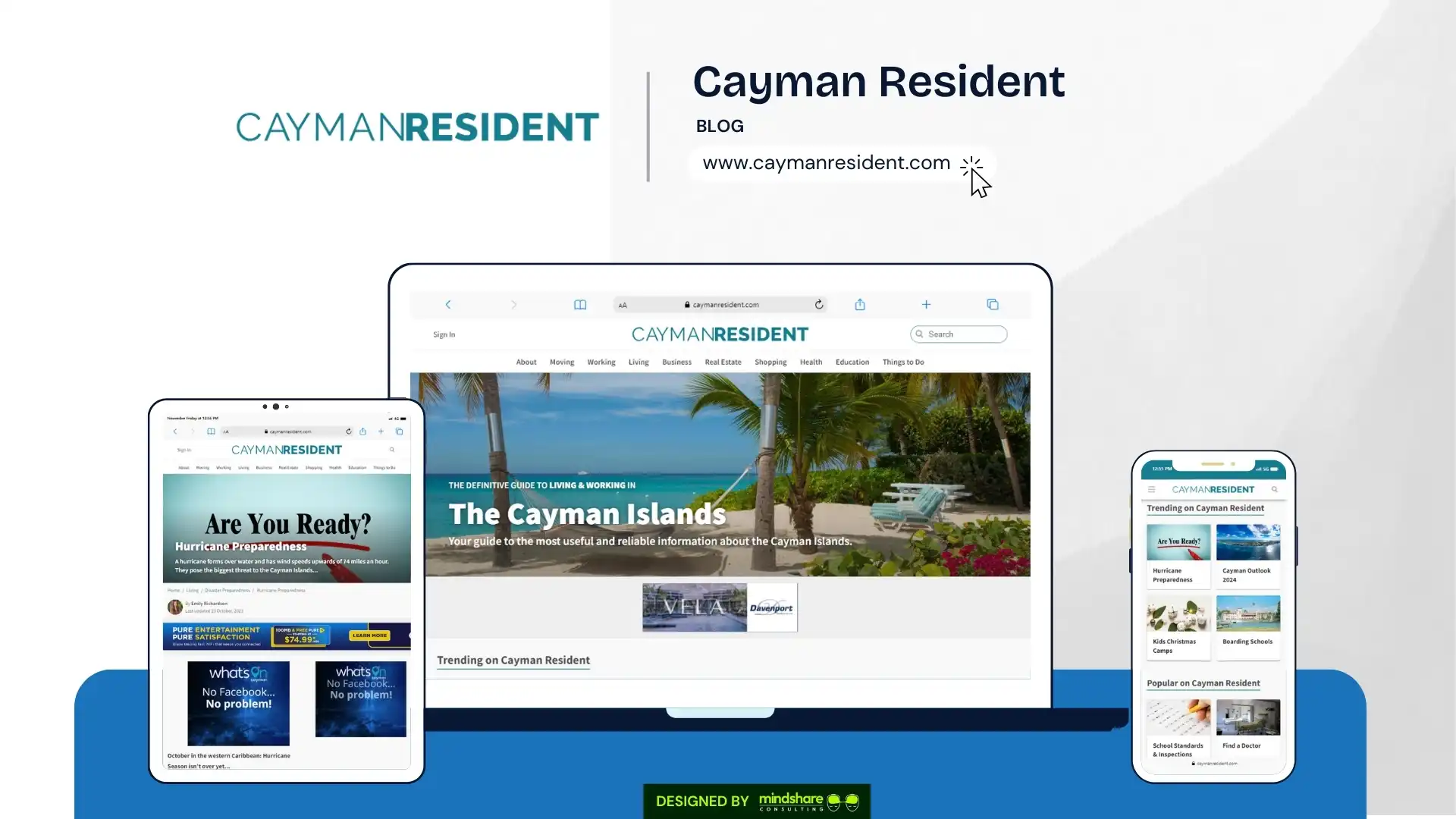 New Resident Cayman website development project by Mindshare Consulting Inc