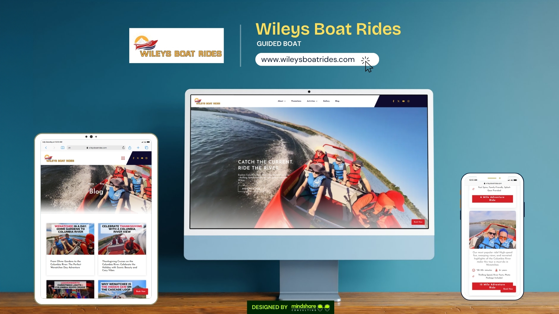 Wiley’s Boat Rides website design – Columbia River adventure tours in Wenatchee, WA