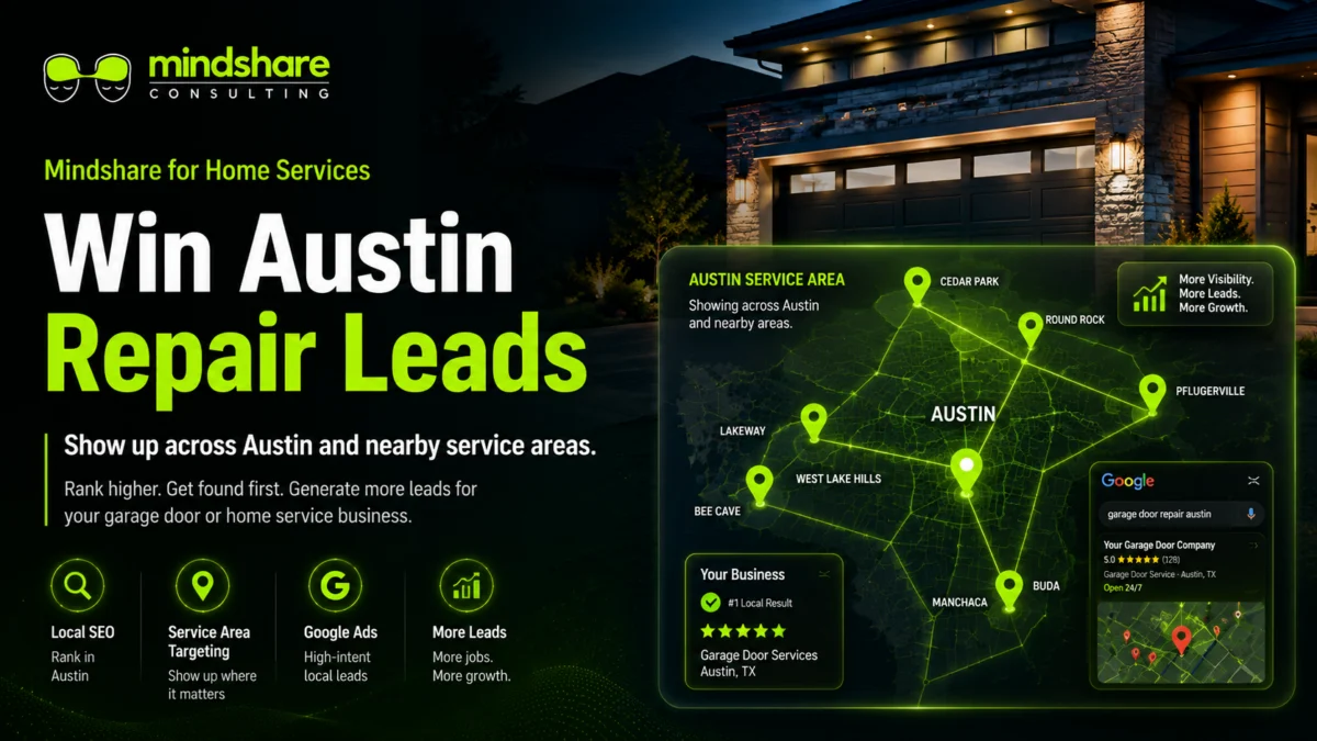 Geo-targeted lead generation map showing Austin metro service area targeting