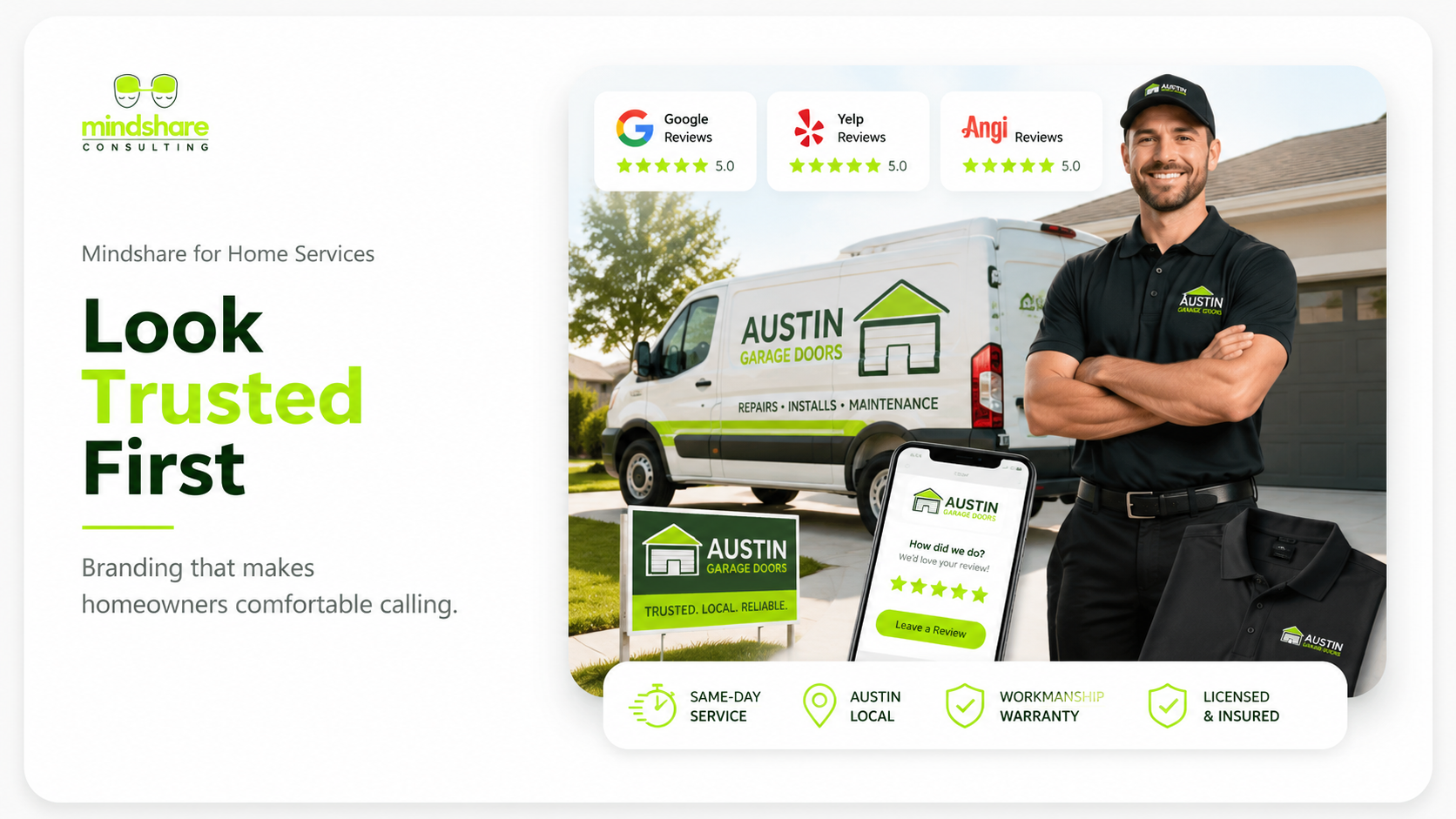 Garage door branding Austin marketing assets