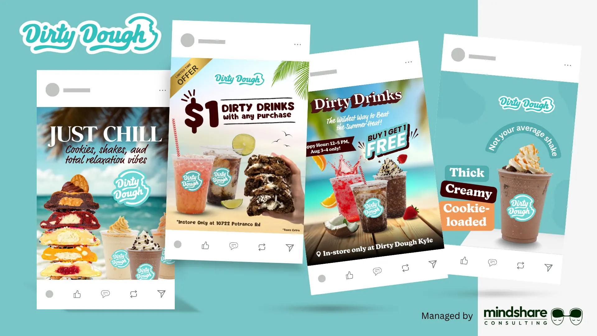 Dirty Dough Texas cookie store digital marketing campaign by Mindshare Consulting Inc