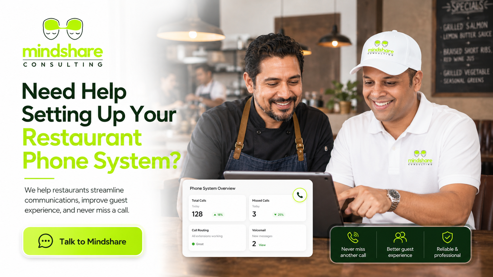 Mindshare Consulting restaurant phone system setup CTA