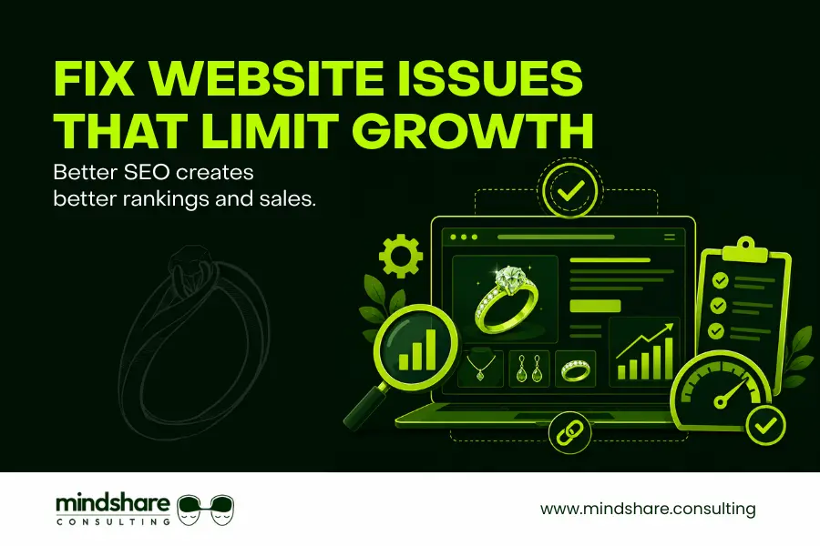 Jewelry website SEO audit and optimization dashboard