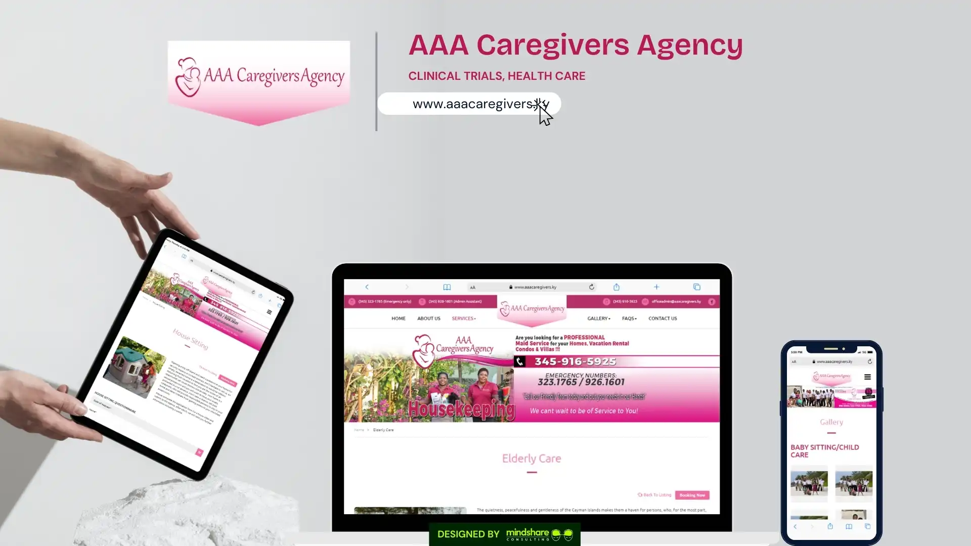 AAA Caregivers professional services website development project by Mindshare Consulting Inc