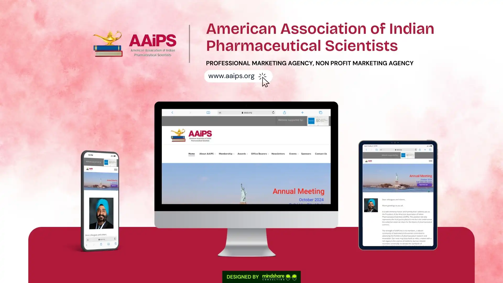 AAIPS pharmaceutical association website development project by Mindshare Consulting Inc