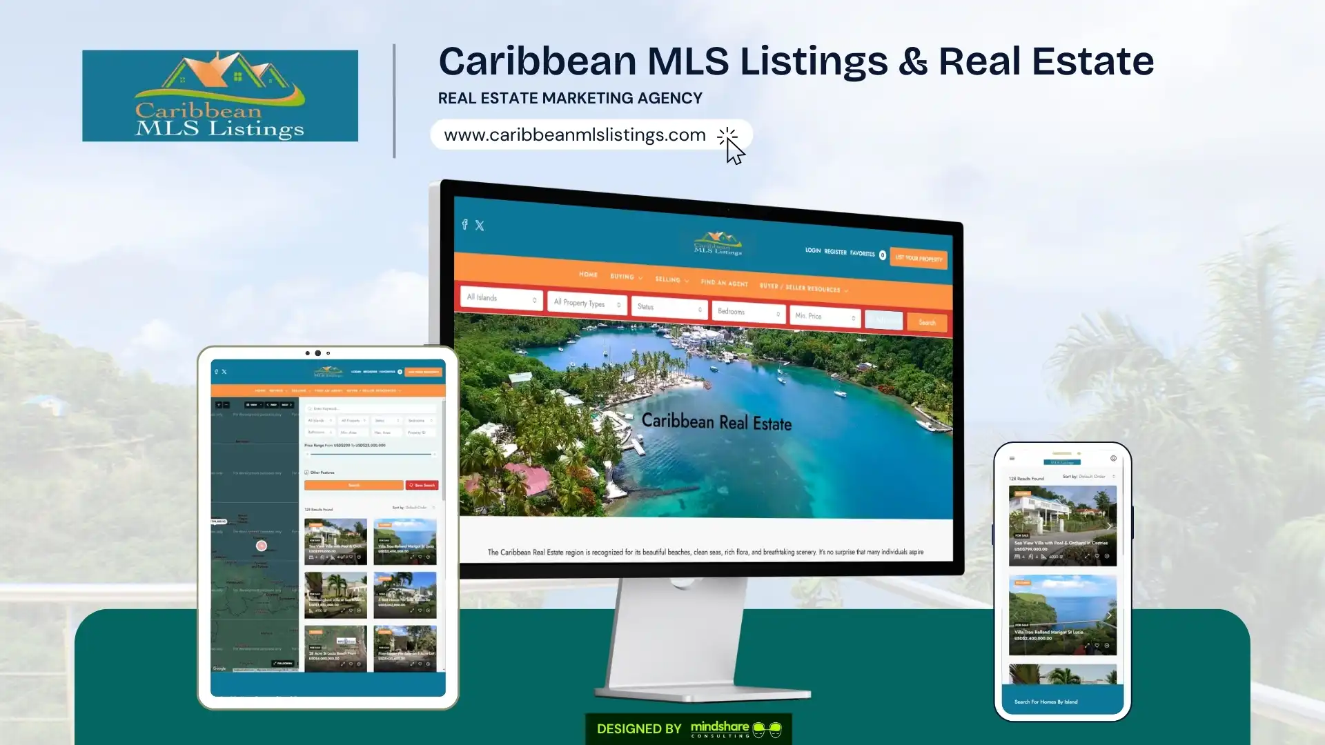 Caribbean MLS Listings real estate website development project by Mindshare Consulting Inc