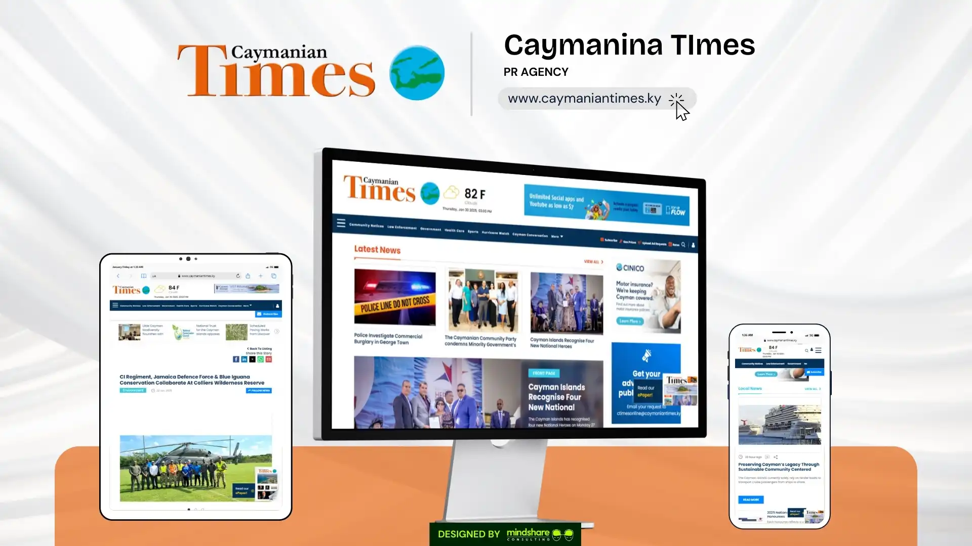 Caymanian Times website development project by Mindshare Consulting Inc