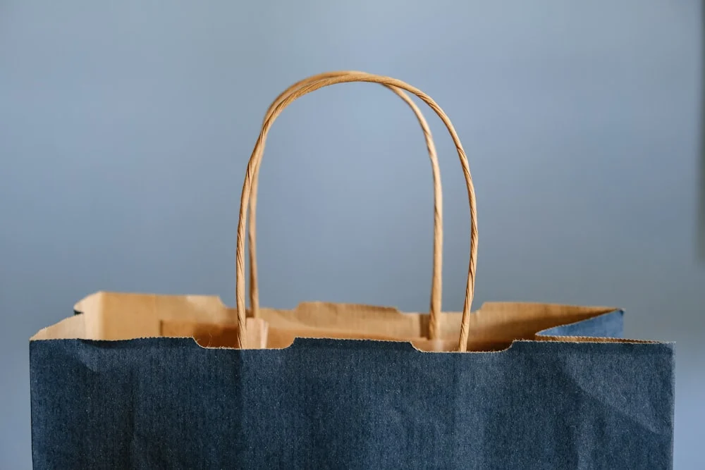 Fooda marketing agency blue and brown tote bag