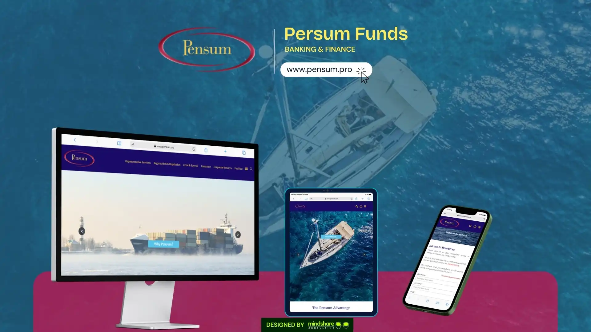 Pensum Funds website development project by Mindshare Consulting Inc