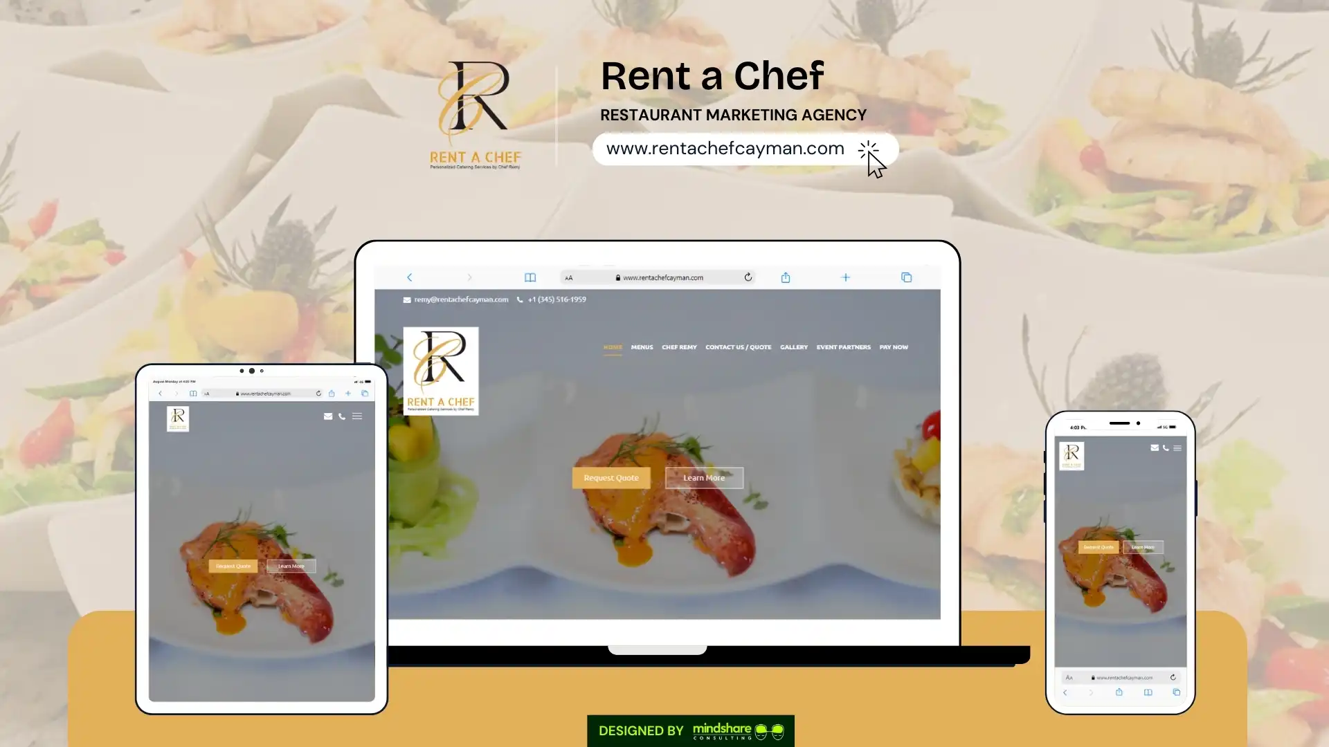 Rent a Chef website development project by Mindshare Consulting Inc