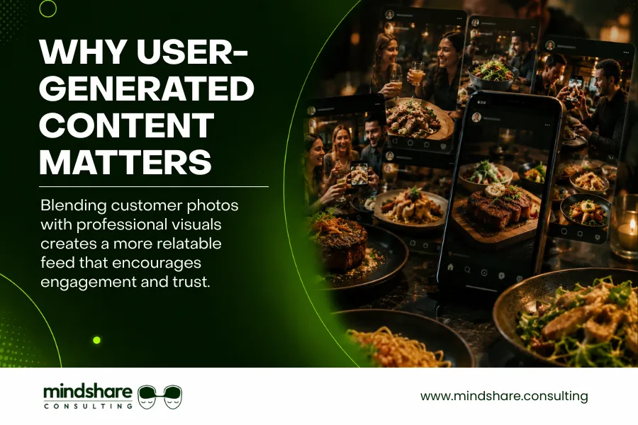 Social Media Marketing for Restaurants: What Actually Drives Foot Traffic in 2026 2 Restaurant guest content, staff stories, food photos, and promotions in a social media grid