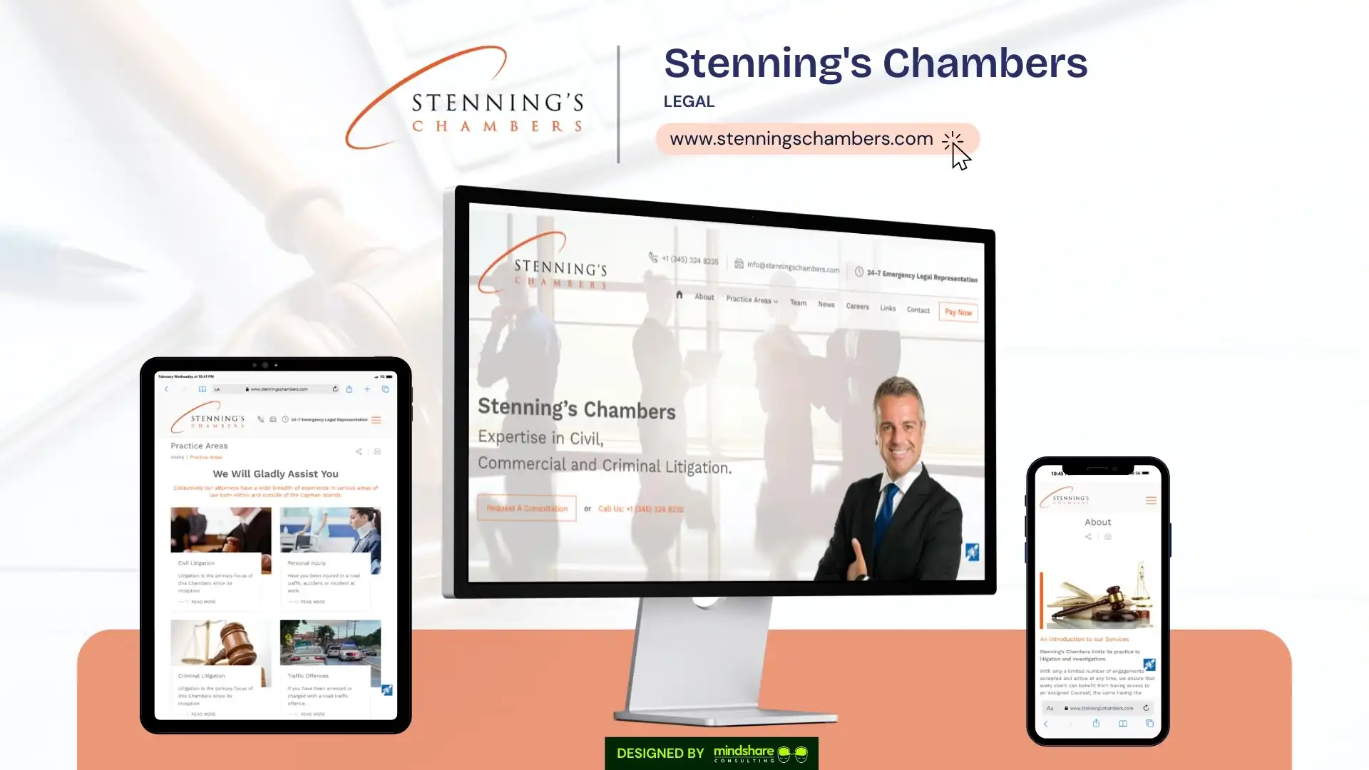 Stenning's Chambers website development project by Mindshare Consulting Inc