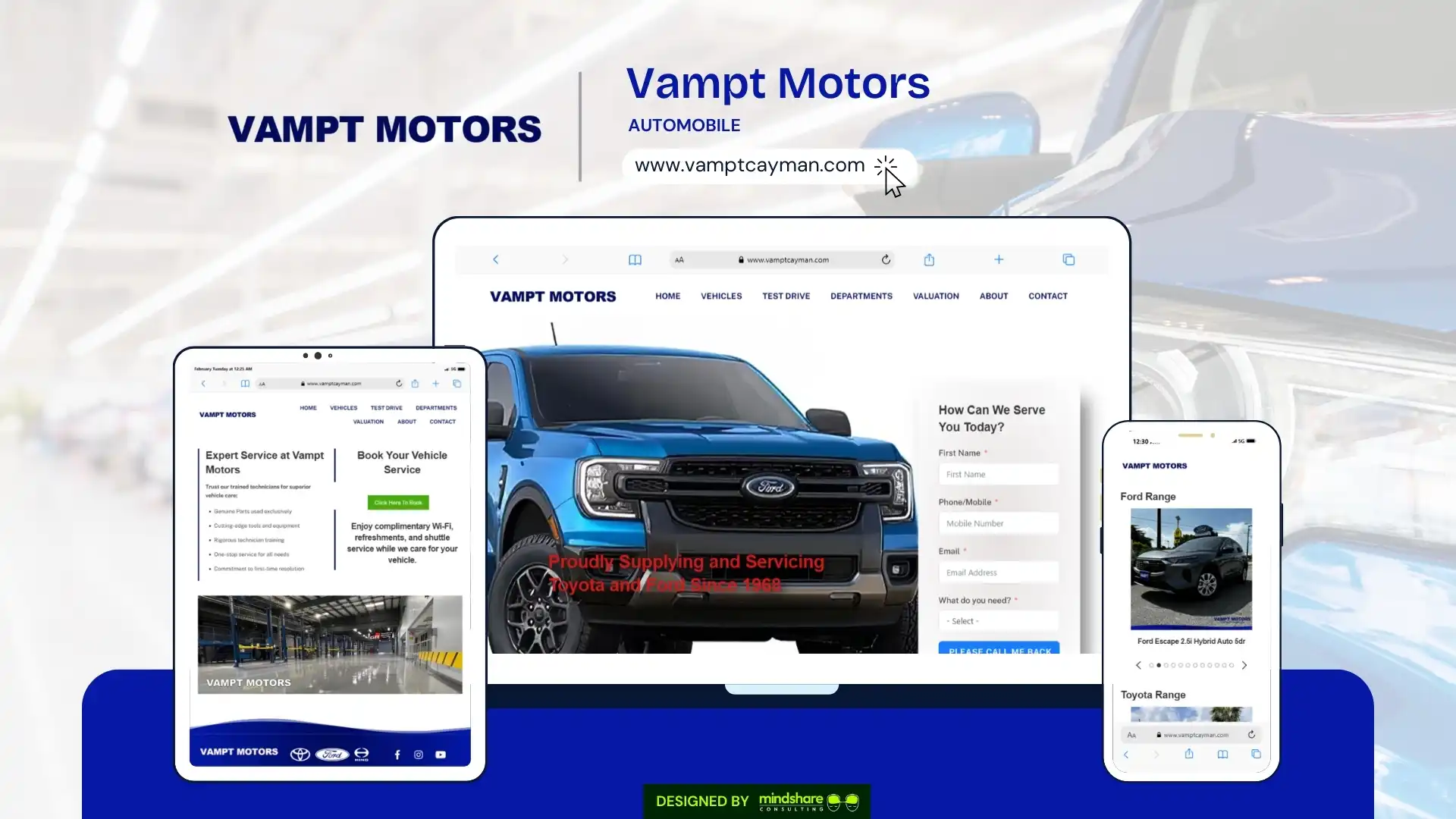 Vampt Motors website development by Mindshare Consulting Inc