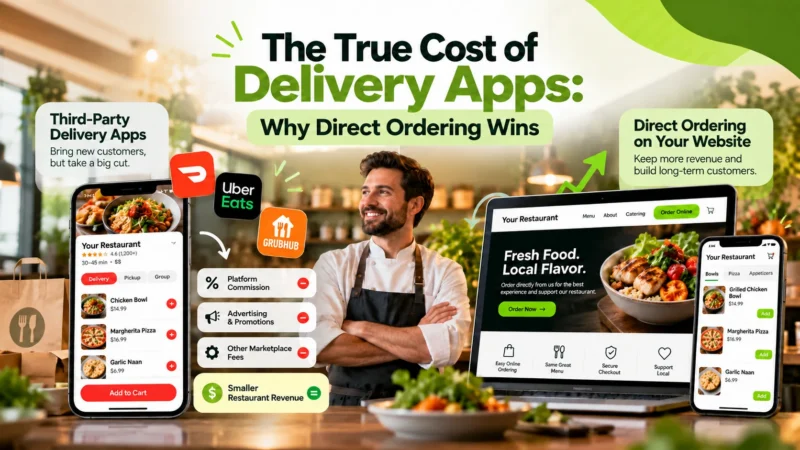 Restaurant delivery apps compared with direct online ordering through a restaurant website